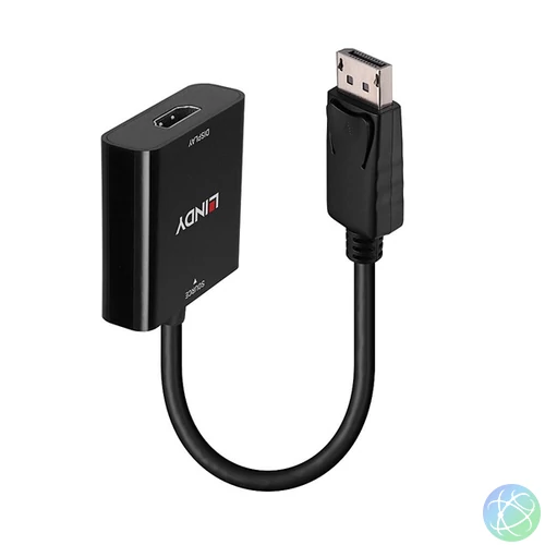 LINDY Adapter DisplayPort 1.2 DP - HDMI, 4K@60Hz, 18G, M/F, kábeles, fekete