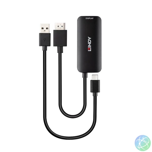 LINDY Konverter HDMI - USB-C, USB tápellátással, fekete