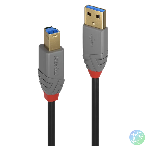 LINDY Kábel USB 3.2 Gen1 A - USB-B Anthra Line, M/M   3m, fekete