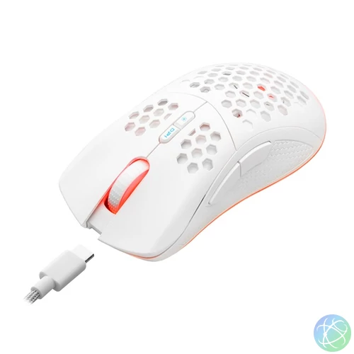 MS Egér, Gamer, Nemesis M700, vezeték nélküli, USB töltés, fehér