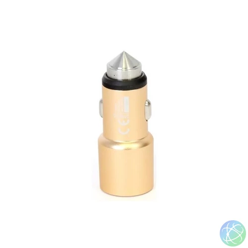 OMEGA USB autós töltő, 2 portos, 2.1A, arany