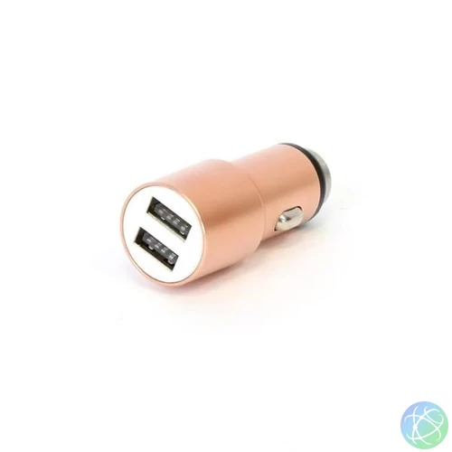 OMEGA USB autós töltő, 2 portos, 2.1A, rózsa