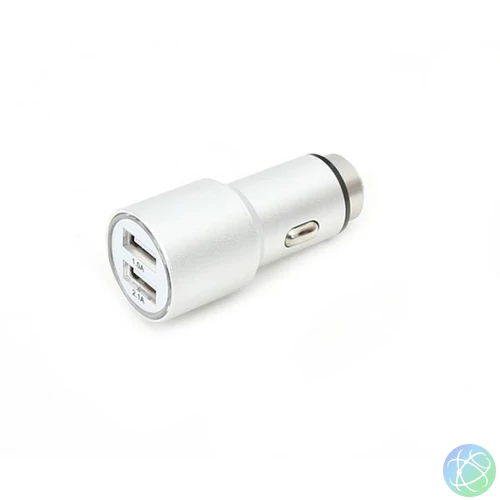OMEGA USB autós töltő, 2 portos, 2.1A, ezüst