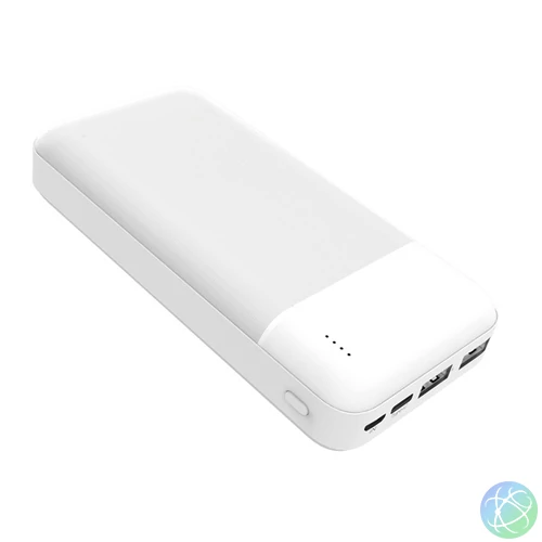 PLATINET Power Bank hordozható töltő 20000mAh, 2 USB, 5V/2.1A, fehér