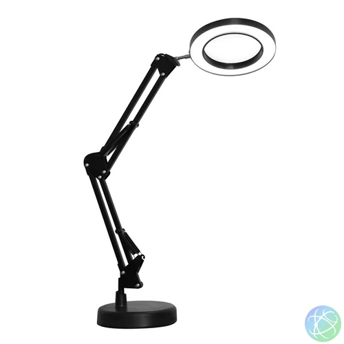 PLATINET Asztali lámpa 10W, 500Lm, flexibilis, 48x LED, rajzasztali lámpa, 3x nagyítólencsével, fekete