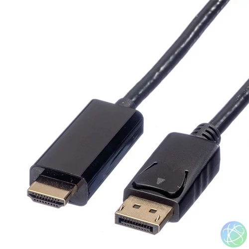 ROLINE Kábel DisplayPort 1.2 DP - HDMI 4K@60Hz, M/M,  3m, fekete