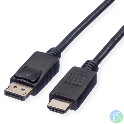 ROLINE Kábel DisplayPort 1.1 DP - HDMI 2K@60Hz, M/M, 1m, fekete