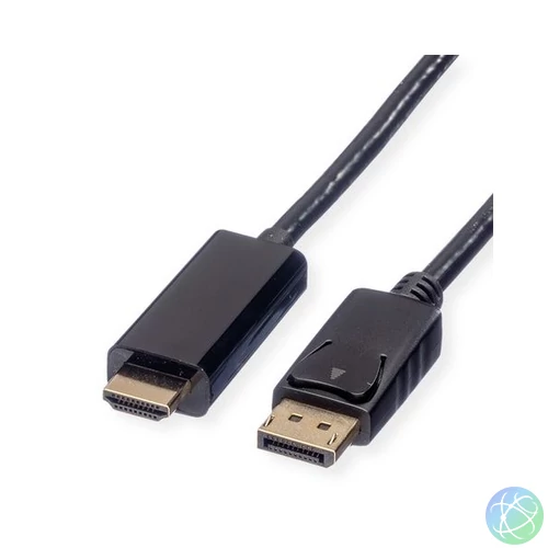 ROLINE Kábel DisplayPort 1.2 DP - HDMI 4K@60Hz, M/M,  2m, fekete
