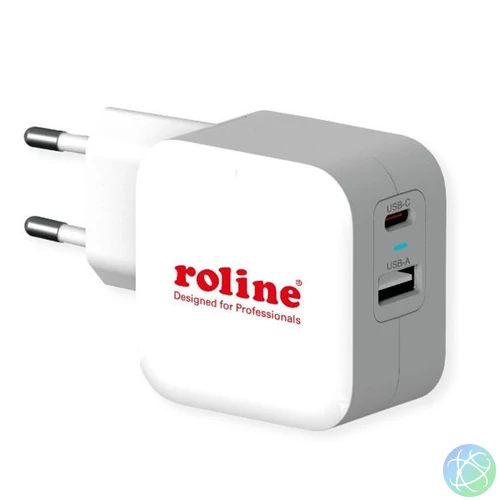 ROLINE Fali töltő, 1x USB-A QX3.0 A 1x USB-C Power IQ, 38W, fehér
