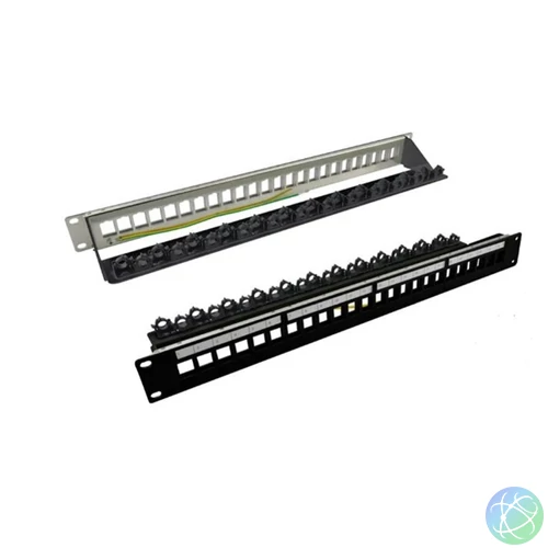 ROLINE Patch panel STP 19", 24 port, üres, kapcsos rögzítési lehtőséggel, fekete