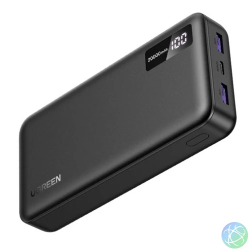 UGREEN Power Bank hordozható töltő, kétirányú, 20000mAh, 22,5W, USB-C, USB-A, fekete