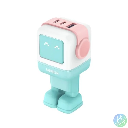 UGREEN hálózati töltő Uno robot, RG, 65W, 3 Port, GaN, rózsaszín, pink