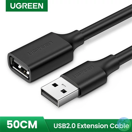 UGREEN Kábel USB 2.0 USB-A - USB-A, hosszabbító, 480 Mbps, M/F, 1m fekete