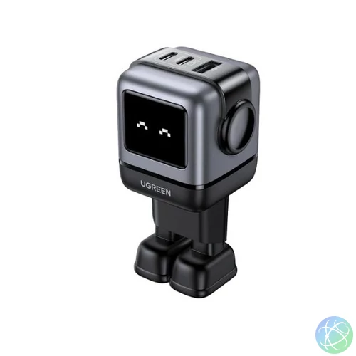 UGREEN hálózati töltő Uno robot, RG, 65W, 3 Port, GaN, fekete