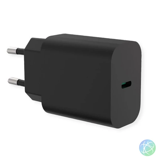 VALUE Fali töltő, 1x USB-C, 25W, fekete
