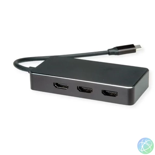 VALUE Adapter USB-C - HDMI (3x) Multistream, 4K, M/F, fekete