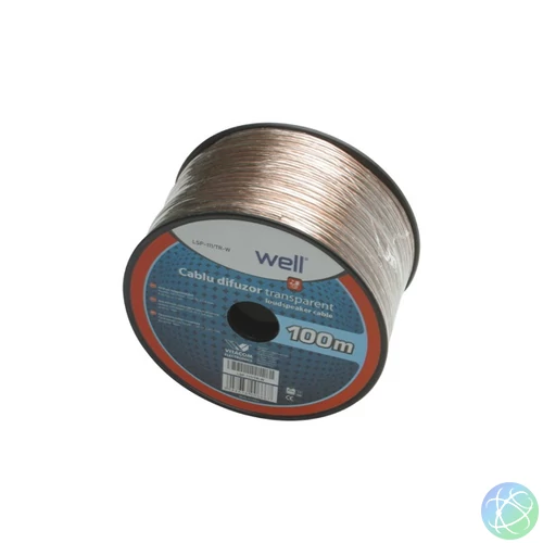 WELL Hangszóró kábel, audio kábel, 2x0,50, 100m, átlátszó