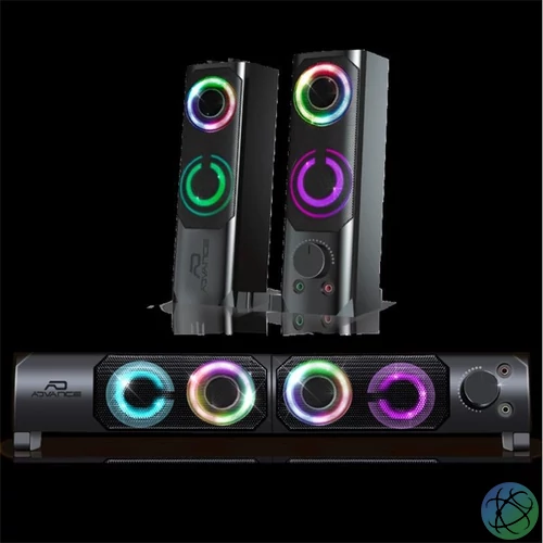 Advance Hangszóró - SOUNDPHONICS RGB 6W RMS (2.0, 3,5mm Jack, RGB, fekete)