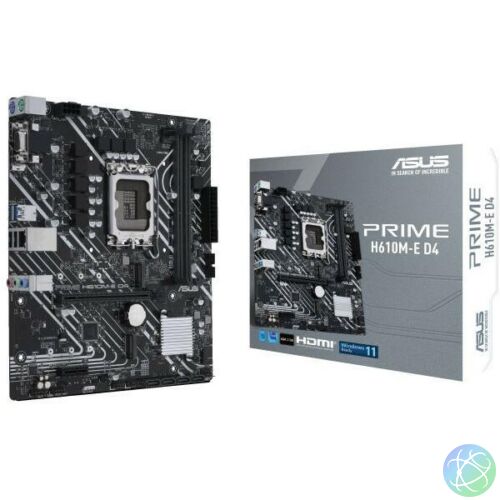 Asus Alaplap - Intel PRIME H610M-D D4 s1700 (H610, 2xDDR4 3200MHz, 4xSATA3, 1xM.2, HDMI+VGA)