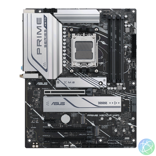 Asus Alaplap - AMD PRIME X670-P WIFI AM5 (X670, ATX, 4xDDR5 6400+MHz, LAN, 6xSATA3, 3x M.2, RAID, HDMI+DP)