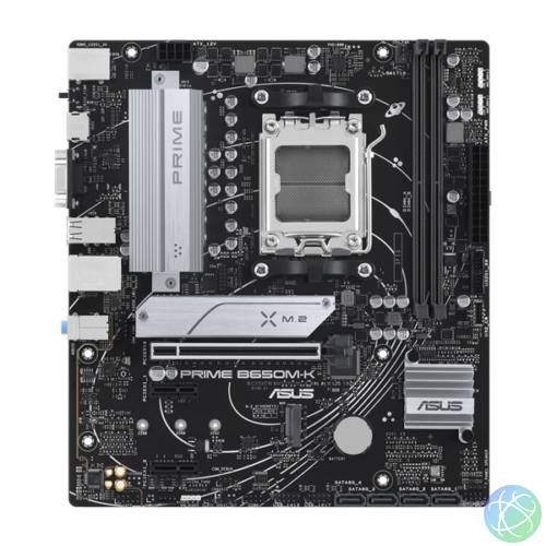 Asus Alaplap - AMD PRIME B650M-K AM5 (B650, ATX, 2xDDR5 7800+MHz, 4xSATA3, 2x M.2, HDMI+VGA)