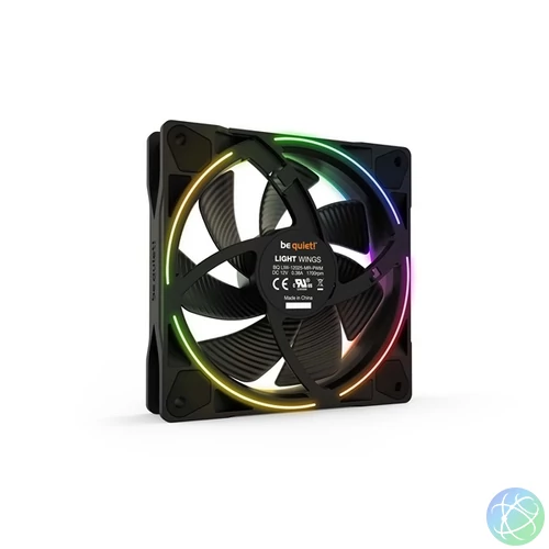 Be Quiet! Cooler 12cm - LIGHT WINGS 120mm PWM (RGB, 1700rpm, 20,6dB, fekete)