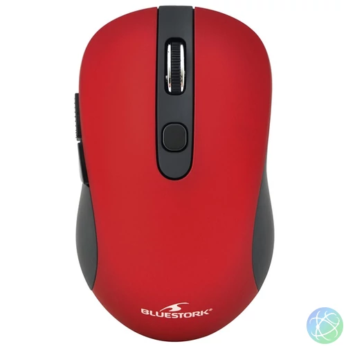 Bluestork Vezeték nélküli Egér - M-WL-OFF60-RED (1600 DPI, 6 gomb, optikai, piros)