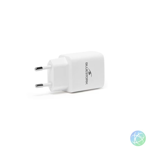 Bluestork Hálózati töltő - PW-30-CA (USB-C, USB-A, 30W, fehér)