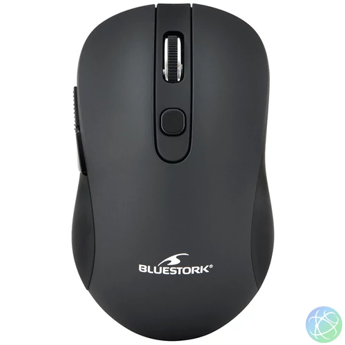 Bluestork Vezeték nélküli Egér - M-WL-OFF60-BLACK (1600 DPI, 6 gomb, optikai, fekete)