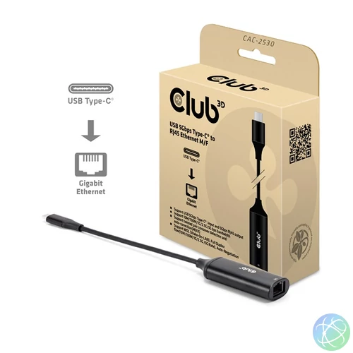 Club 3D Átalakító - CAC-2530 (USB-C to RJ45 Ethernet)