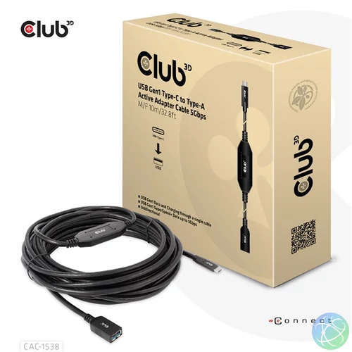 Club 3D Kábel - CAC-1538 (USB-C Gen 1 to USB-A, 5Gbps, 10m)