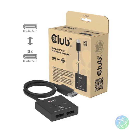 Club 3D Switch - CSV-1009 (DisplayPort 1.4 to 2x DisplayPort, 8K60Hz)