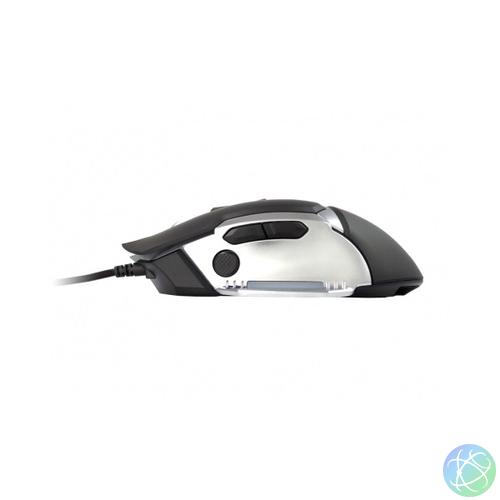 Conceptronic Egér - DJEBBEL02B (Optikai, 4000DPI, 500Hz, 8 gomb, programozható, súlyozható, harisnyázott kábel, fekete)