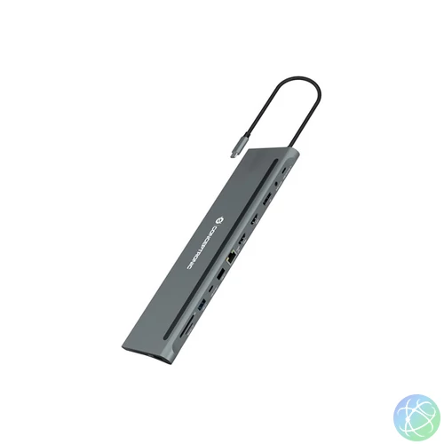 Conceptronic Notebook Dokkoló - DONN17G (USB-C to HDMI/DP/USB-C PD/USB-C data/USB 3.0/USB 2.0/SD/TF/GbE/AUX)