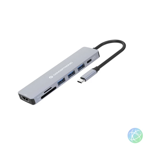 Conceptronic Notebook Dokkoló - DONN18G (USB-C to HDMI/USB-C PD/USB 3.0/SD/TF)