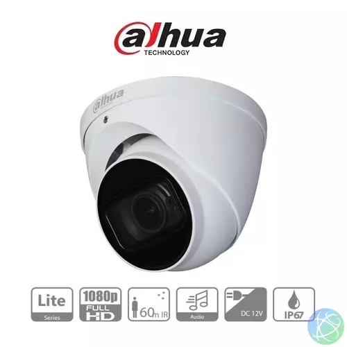 Dahua Analóg turretkamera - HAC-HDW1200T-Z-A (2MP, 2,7-12mm(motor), kültéri, IR60m, ICR, IP67, DWDR, audio)