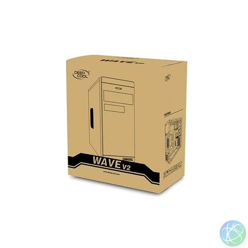 DeepCool Számítógépház - WAVE V2 (fekete, fekete belső, mATX, 1xUSB3.0, 1xUSB2.0)