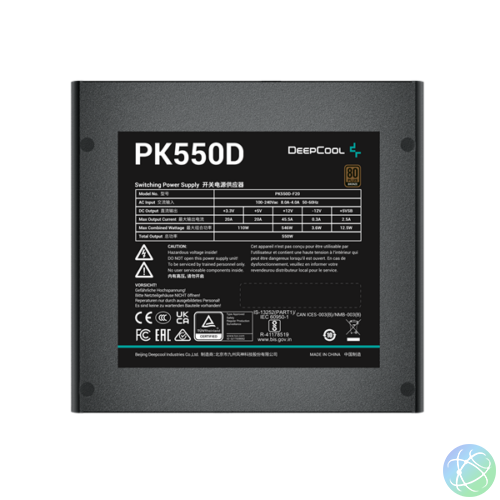 DeepCool Tápegység 550W - PK550D (80 Plus Bronze, Aktív PFC, 12cm )