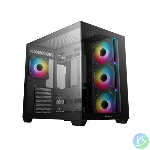 DeepCool Számítógépház - CG530 4F (fekete, ablakos, 4x12cm A-RGB, BTF, ATX, 2xUSB3.0, 1xUSB2.0)