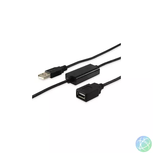 Equip Kábel - 133310 (Aktív, USB2.0, A-A hosszabbítókábel, apa/anya, duplán árnyékolt, 10m)