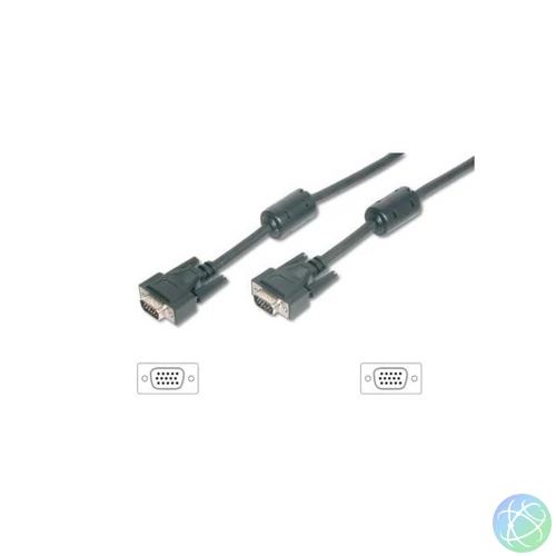 Equip Kábel - 118812 (VGA kábel, HD15, ferrit gyűrűvel, duplán árnyékolt, apa/apa, 5m)