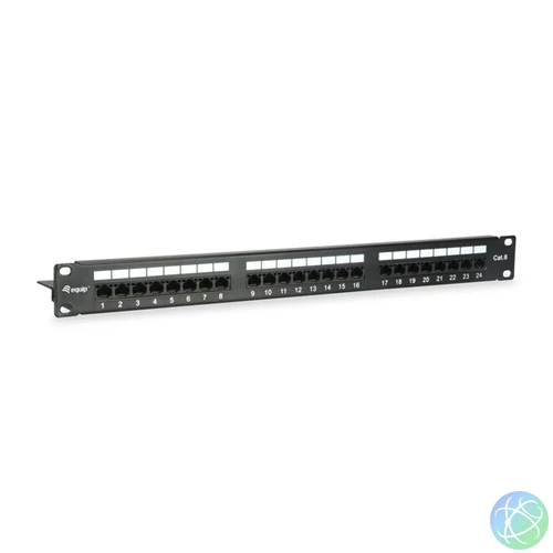 Equip Patch panel - 135425 (24 port, Cat6, árnyékolatlan, fekete)