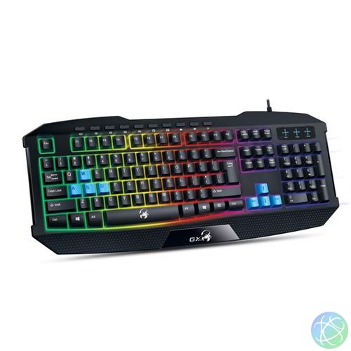 Genius Billentyűzet - Scorpion K215 (Vezetékes, USB, RGB, multimédiás, fekete)