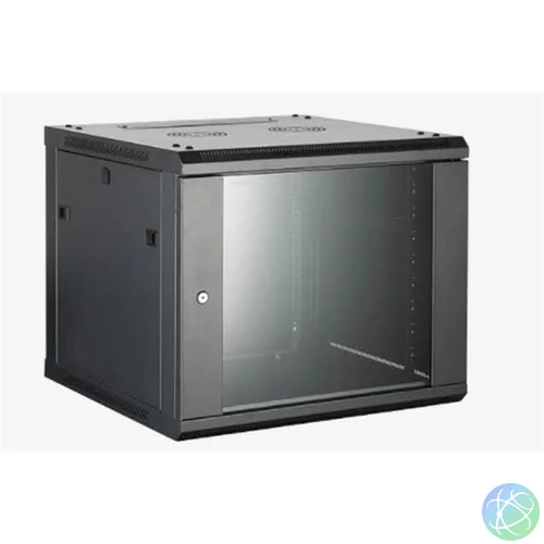 Hikvision Rackszekrény - 19" fali kivitel (9U, 600x450x500, fekete, egyrekeszes, üvegajtós, max.40 kg)