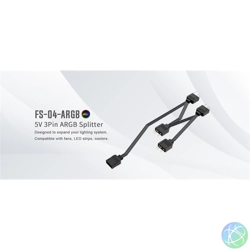 ID-Cooling RGB elosztó - FS-04 ARGB  (1 db bemenet ,4 dbkimenet 3pin PWM)