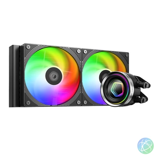 ID-Cooling CPU Water Cooler - FX240 INF (27.2dB; max. 98,54 m3/h; 2x12cm, A-RGB, fekete)