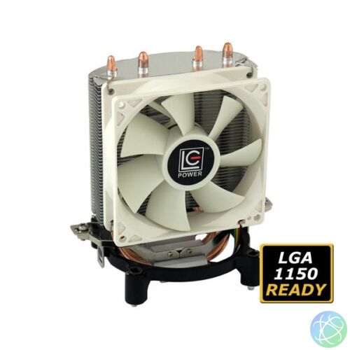 LC-Power CPU Cooler - LC-CC-95 (max. 80,65 m3/h, 4pin csatlakozó, 2 db heatpipe, 9cm, PWM)