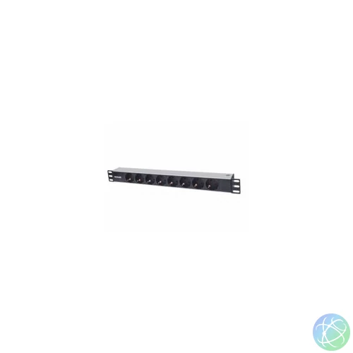 Manhattan elosztó - 19" 1U Rackmount elosztó, 8 aljzat, LED fény, 1.6m
