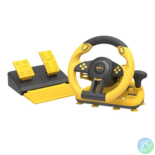 PXN csomag - V3 PRO (kormány+pedálok+váltó, PC/PS3/PS4/XBOX ONE/SERIES/Switch kompatibilis, sárga-fekete)
