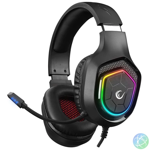 Rampage Fejhallgató - RM-K90 VECTOR (mikrofon, USB, 3,5 Jack, hangerőszabályzó, nagy-párnás, fekete)